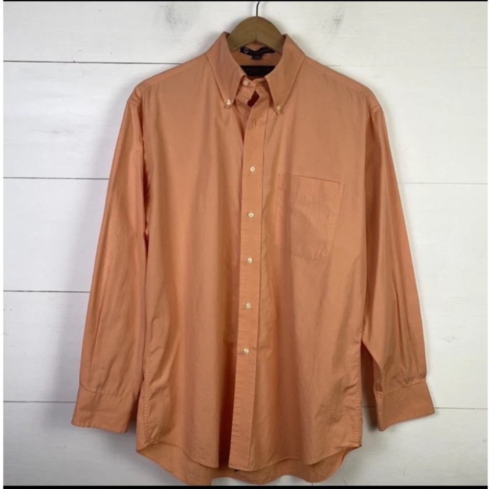 Tommy Hilfiger Dress Shirt Mens 15.5 32-33 Orange Button Up TLC Lifetime Collar